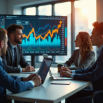 Groupe de professionnels financiers dans un bureau lumineux