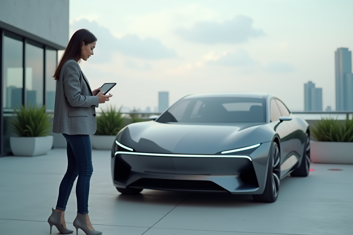 Jeune femme utilisant une tablette près d