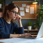 LMN : Les raisons de la puissance des LLM en détail Jeune femme concentrée travaillant sur son ordinateur dans un bureau moderne