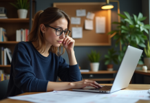 LMN : Les raisons de la puissance des LLM en détail Jeune femme concentrée travaillant sur son ordinateur dans un bureau moderne