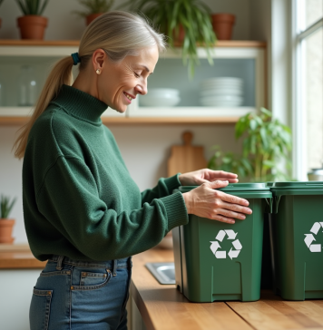 Recyclage : découvrez les 10 astuces pour un monde plus durable ! Femme triant des recyclables dans une cuisine lumineuse