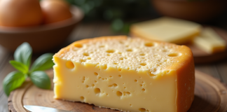 Gros plan sur un fromage corse avec un couteau rustique