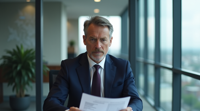 Homme d'affaires en costume dans un bureau moderne