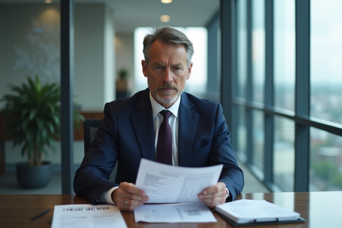 Homme d'affaires en costume dans un bureau moderne