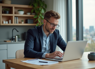 Investir dans l’immobilier avec 1000 € : conseils et stratégies efficaces Homme détendu analysant des annonces immobilières à la maison