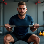 Maximisez votre performance avec des séances EMOM en CrossFit Homme athlétique en pleine répétition de squats en salle de CrossFit