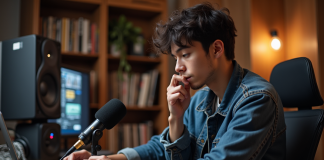 Mic : décryptage de cette technologie innovante en audio numérique Jeune ingénieur audio ajustant un microphone en studio