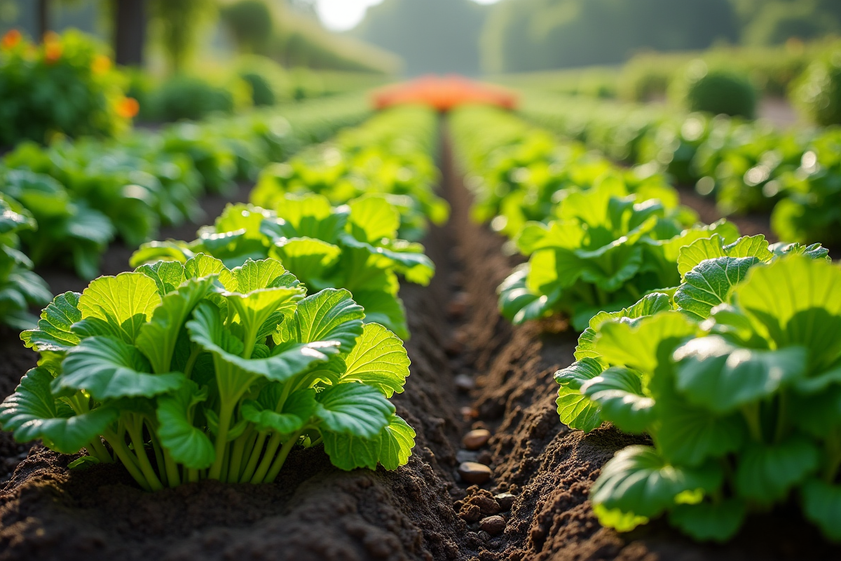 Jardin de légumes colorés en V en plein jour
