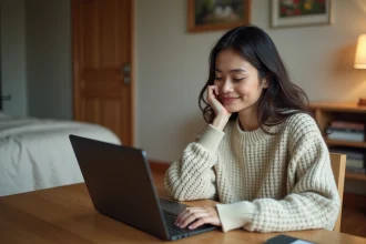 Jeune femme lisant manga dans sa chambre chaleureuse
