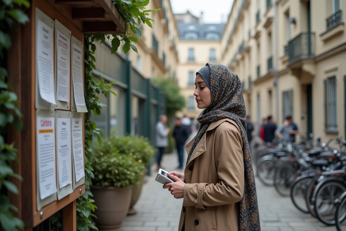 Jeune femme musulmane vérifiant l’emploi du temps de prière