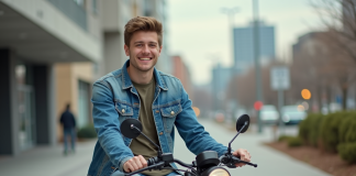Comparatif des modèles de petite moto Honda disponibles en 2025 Jeune homme en denim sur moto en ville dynamique