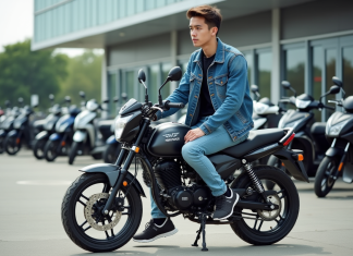 Quel est le prix de la Magpower Avengers 125 en 2025 ? Jeune homme en denim sur moto dans un décor urbain dynamique