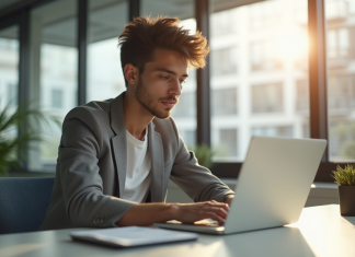 Jeune professionnel dans un bureau lumineux à Lyon