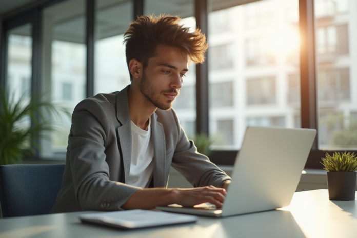 Jeune professionnel dans un bureau lumineux à Lyon