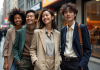 Influence de quel pays sur la mode : les tendances du moment décryptées Groupe de jeunes adultes en mode cosmopolite dans la rue