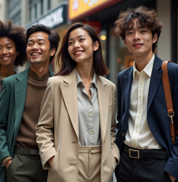 Groupe de jeunes adultes en mode cosmopolite dans la rue