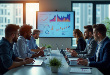 Groupe de professionnels collaborant dans un bureau moderne