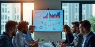 Groupe de professionnels collaborant dans un bureau moderne