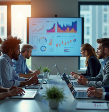 Groupe de professionnels collaborant dans un bureau moderne