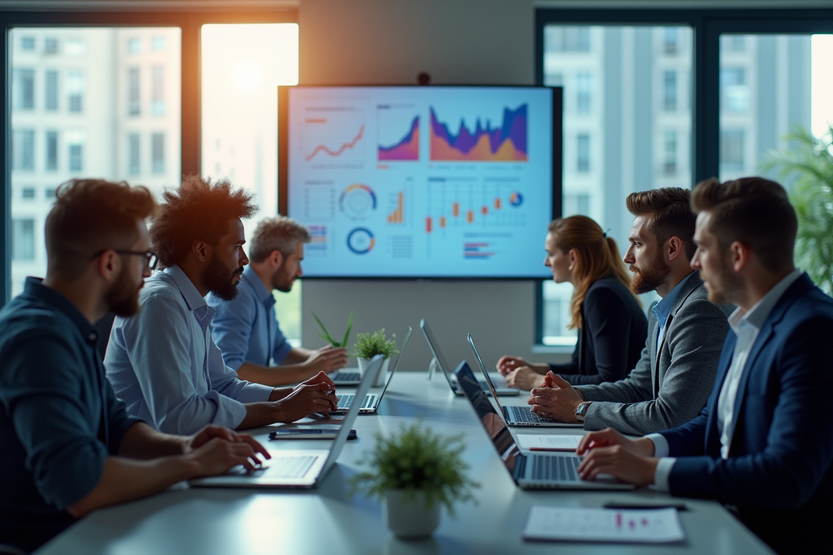 Groupe de professionnels collaborant dans un bureau moderne
