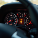Tableau de bord de voiture avec voyant ASR éclairé en focus